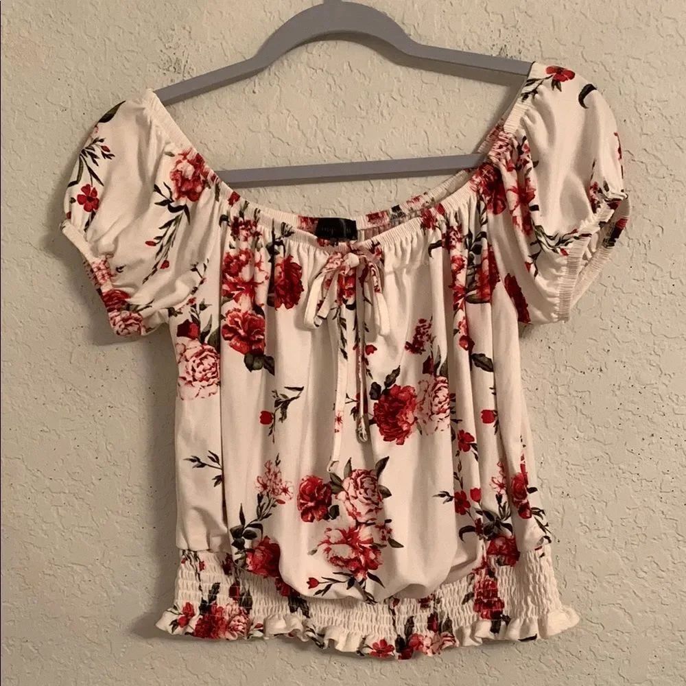 Orange Kiss Floral Off-Shoulder Top Size L